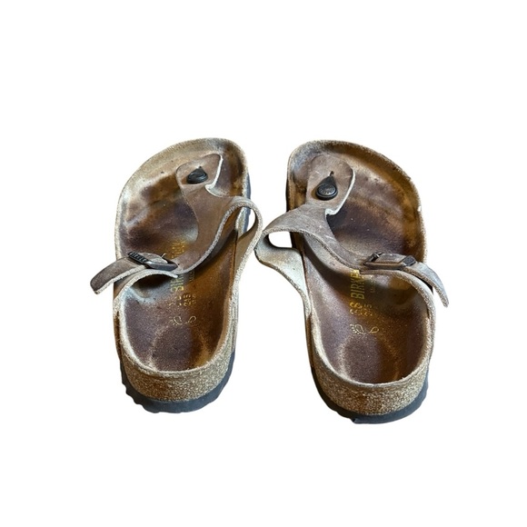 Birkenstock Gizeh Women 38 Brown Bronze Birko-Flor Thong Sandals Leather - Picture 3 of 6